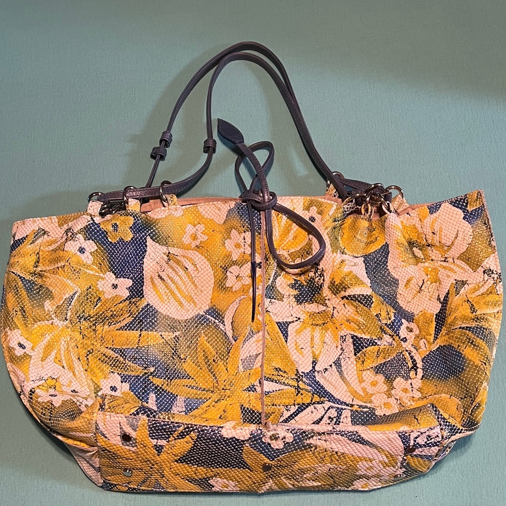 Roberta Gandolfi Floral Tote Bag in Yellow and Blue